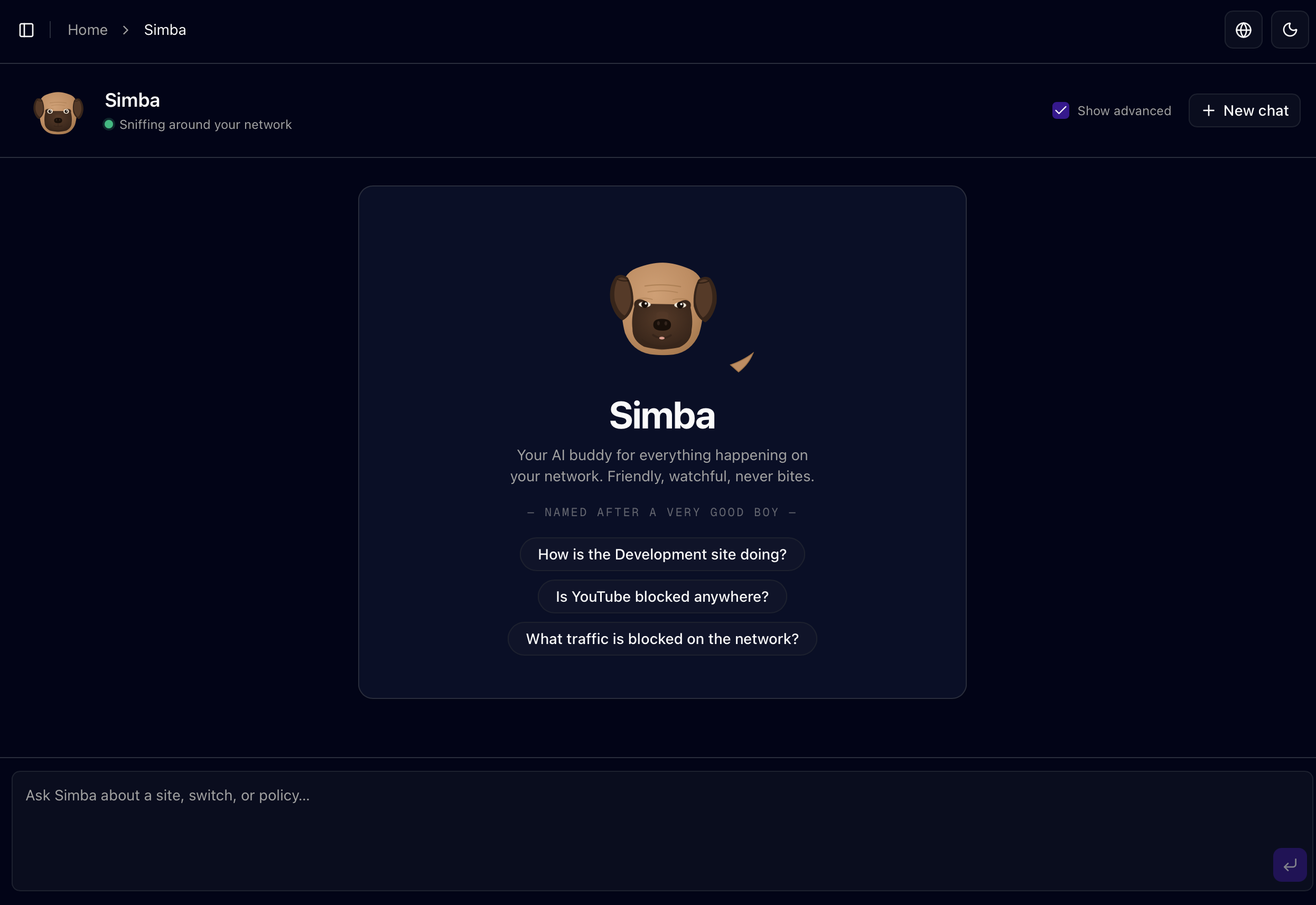 Simba. Your AI buddy for everything happening on your network.